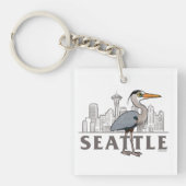 Grote blauwe reiger van Seattle City Bird Sleutelhanger (Voorkant)