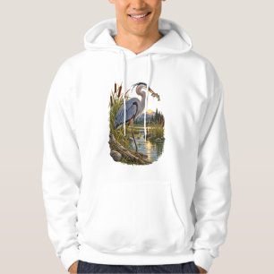 Grote Blauwe Reiger Vissen bij Zonsondergang Natuu Hoodie