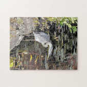 Grote Blauwe Reiger Vissen Legpuzzel (Horizontaal)