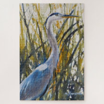 Grote blauwe reiger vogel in de onkruid kunst