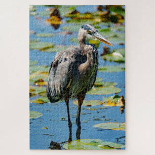 Grote Blauwe Reiger Waterlelieblad Pacific Northwe Legpuzzel