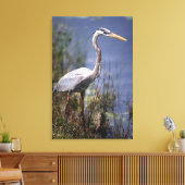 Grote blauwe reiger watervogel canvas afdruk (Insitu (Woonkamer))