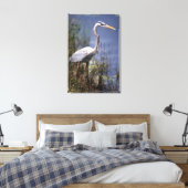 Grote blauwe reiger watervogel canvas afdruk (Insitu (Slaapkamer))