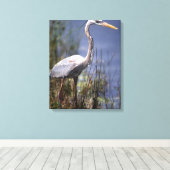 Grote Blauwe Reiger watervogel Canvas Afdruk (Insitu (Houten vloer))