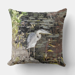 Grote Blauwe Reiger Worpkussen Kussen