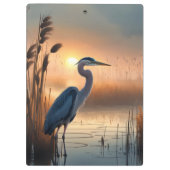 Grote blauwe reiger zonsopgang klembord (Achterkant)