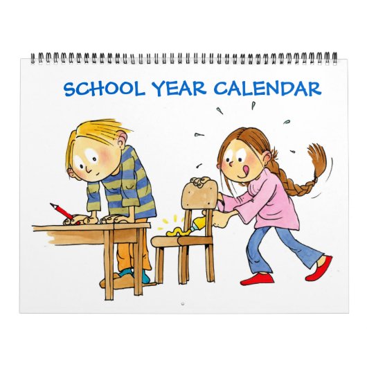 Grote blauwe schooljaarkalender voor kinderen kalender (Hoes)