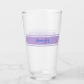 Grote Blauwe Script Naam, Lavendelstrepen op Wit Glas (Achterkant)