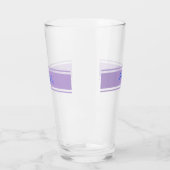 Grote Blauwe Script Naam, Lavendelstrepen op Wit Glas (Links)