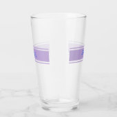 Grote Blauwe Script Naam, Lavendelstrepen op Wit Glas (Rechts)