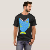 Grote blauwe tandige vis t-shirt (Voorkant volledig)