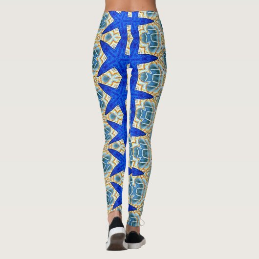 grote blauwe zeester leggings (Achterkant)