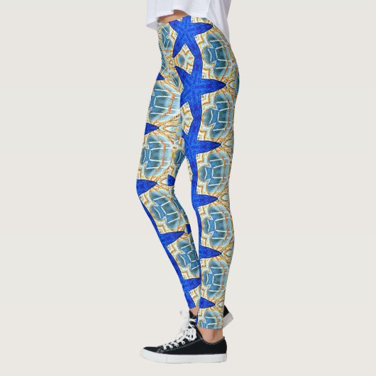 grote blauwe zeester leggings (Links)