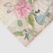 Grote Blauwgroen roomvlinders enorme roze bloemen Tissuepapier (Detail)