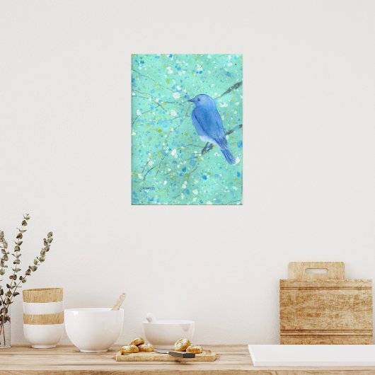 Grote blauwvogel afdrukken poster (Keuken)