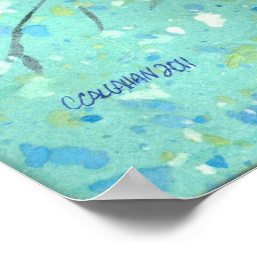 Grote blauwvogel afdrukken poster (Hoek)