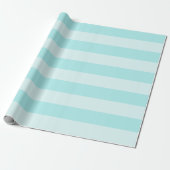 Grote Bleek Turquoise Horizontale Strepen Cadeaupapier (Uitgerold)