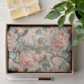 Grote Bleke Roze en Ivoren Peony Branch Pattern Tissuepapier (Geschenk)