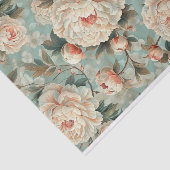 Grote Bleke roze pioenen op blauw-groene achtergro Tissuepapier (Detail)