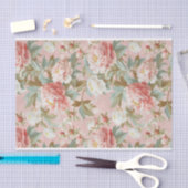 Grote Bleke Roze Pioenen op Lichtroze Achtergrond Tissuepapier (Craft)