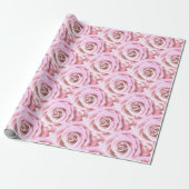 Grote Bleke roze roos Cadeaupapier (Uitgerold)