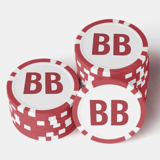 Grote Blind BB Eenvoudige Rode Witte Tekst Poker C Poker Chips (Opstapeling)