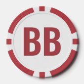 Grote Blinde BB Eenvoudige Rode Witte Tekst Pokerf Poker Chips (Voorkant)
