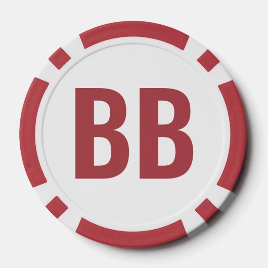 Grote Blinde BB Eenvoudige Rode Witte Tekst Pokerf Poker Chips (Achterkant)