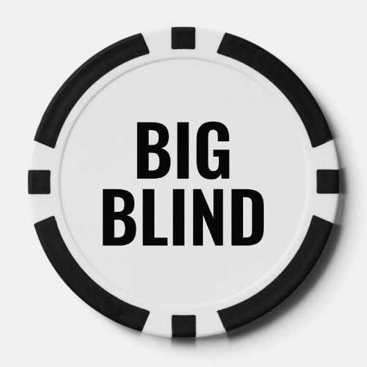 Grote Blinde Eenvoudige Zwarte Witte Tekst Poker Chips (Voorkant)