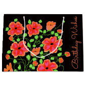 Grote bloederige bag, zwart en koraal groot cadeauzakje (Voorkant)