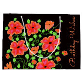 Grote bloederige bag, zwart en koraal groot cadeauzakje (Achterkant)