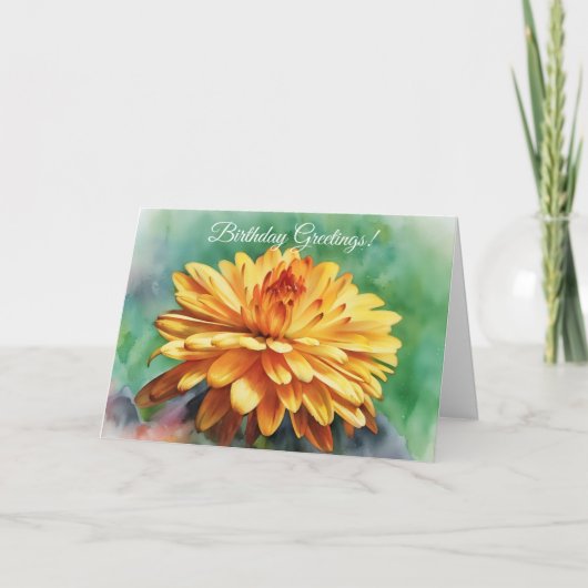 Grote Bloeiende Moeder Chrysanthemum Kunst Verjaar Kaart (Voorkant)