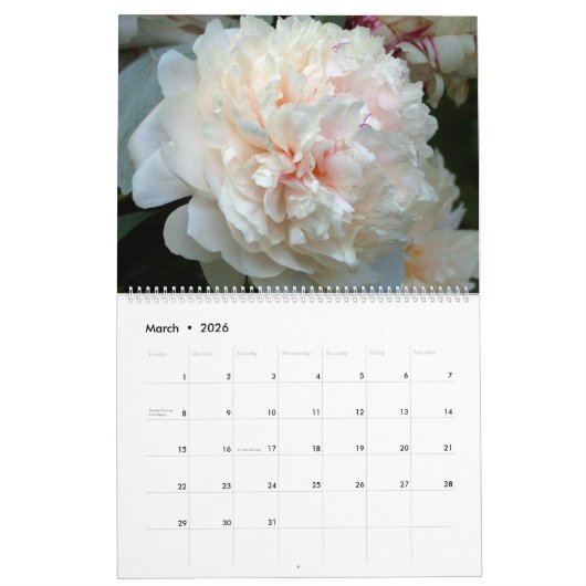 Grote bloemen 2025 Kalender (Mar 2026)