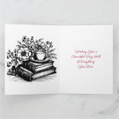 Grote Bloemen  Boeken en Koffieverjaardag Kaart (Binnen)