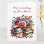 Grote Bloemen  Boeken en Koffieverjaardag Kaart (Gele Bloem)