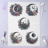 Grote Bloemen Gothic Crescent Moons & Rozen Decoup Tissuepapier (Craft)