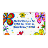 Grote Bloemen Kunst Aangepaste Tekst Etiket (Voorkant)