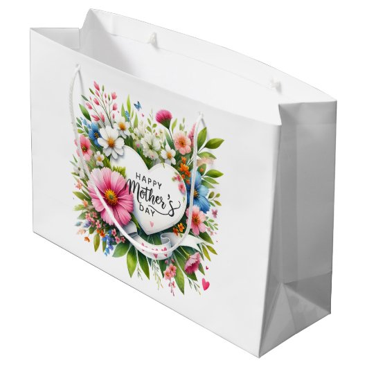 Grote Bloemen Moederdag Gift Bag Groot Cadeauzakje (Achterkant Gekanteld)
