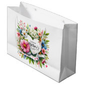Grote Bloemen Moederdag Gift Bag Groot Cadeauzakje (Voorkant Gekanteld)