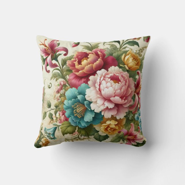 Grote Bloemen Motief Ontwerp Patroon 1 Kussen (Achterkant)