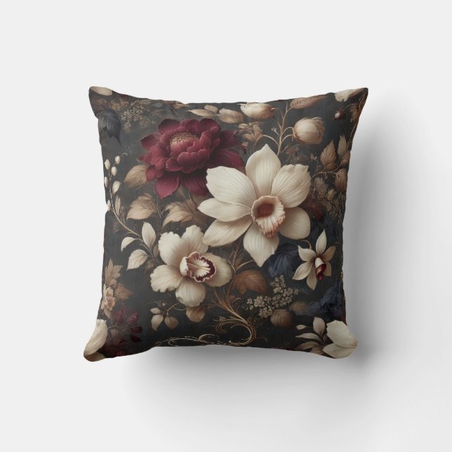 Grote Bloemen Motief Ontwerp Patroon 2 Kussen (Achterkant)