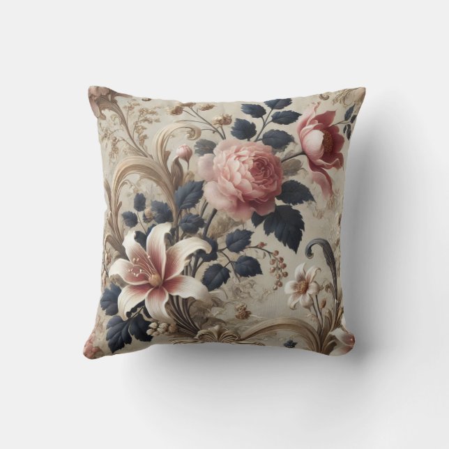 Grote Bloemen Motief Ontwerp Patroon 3 Kussen (Achterkant)