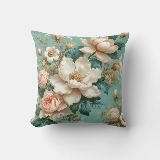 Grote Bloemen Motief Ontwerp Patroon 7 Kussen (Voorkant)