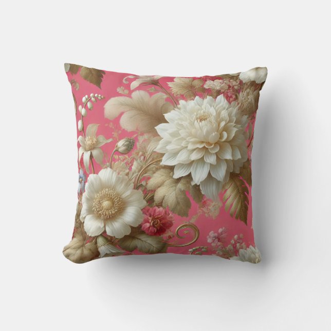 Grote Bloemen Motief Ontwerp Patroon 8 Kussen (Voorkant)