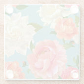 Grote bloemen op Blue  Country Beverage Glazen Onderzetter (Achterkant)