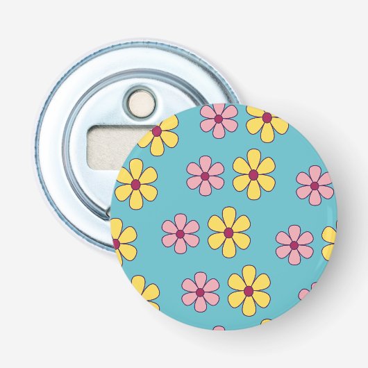 Grote bloemen patroon bevestigen button flesopener (Voorkant)