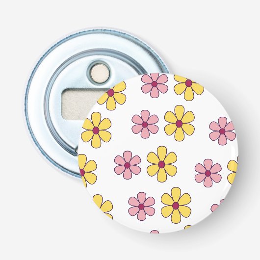Grote bloemen patroon bevestigen button flesopener (Voorkant)