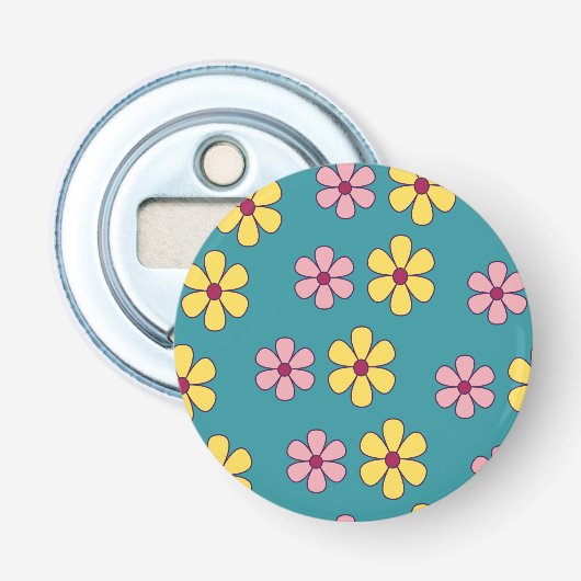 Grote bloemen patroon bevestigen button flesopener (Voorkant)