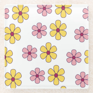 Grote bloemen patroon bevestigen glazen onderzetter