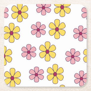 Grote bloemen patroon bevestigen kartonnen onderzetters